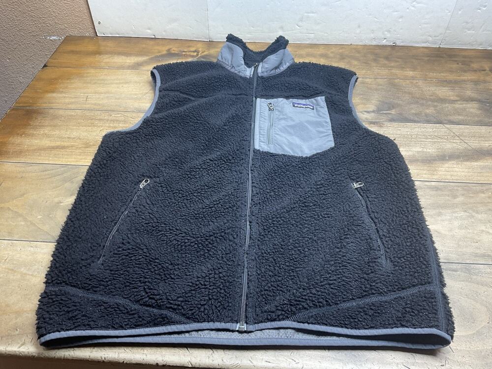 Patagonia Vest Mens L Black Classic Retro X Deep Pile Fleece Outdoor 23047